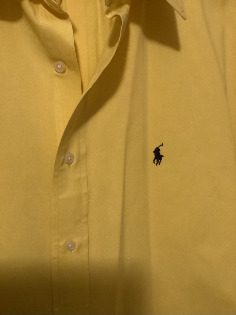 Ralph Lauren Yellow Button-Down Shirt with Navy Pony